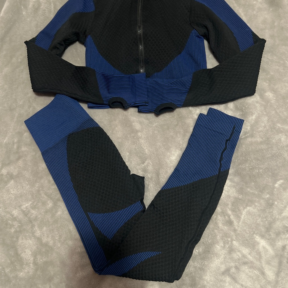 Women's FUYUKAI SPORT Leggings Set S Blue Black